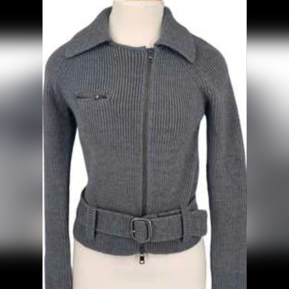 Armani Exchange Full Zip Moto Gray Sweater Jacket, Womens XS